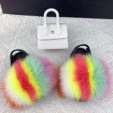 Trendy Kids Adult Raccoon fox Real fur slides slippers with fashion bags