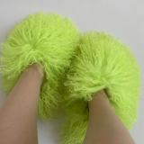 Luxury Fur Slippers Women Round Toe Mongolian Fur Slides Woman Shoes Women Flat Half Slippers Fur Slides