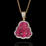 Hot Selling Jewelry Hip Hop Necklace Opal Maitreya Buddha Pendant Unisex Trend Zircon Pendant with twist chain