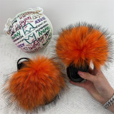 fur children's slippers summer outer wear fur plush flip-flop sandals with sports style football bag fur slides with ballbags