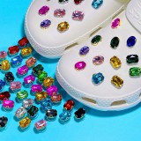 10Pcs Square Crystal Croc Charms Accessories Woman Original Luxury Shoes Clogs Pendant Designer Ornament Croc Fit Pins Wholesale