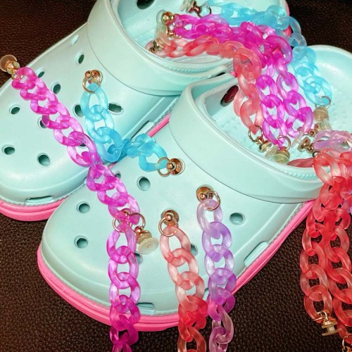 Transparent Colorful Chain Croc Charms Women Shoes Clogs Decorations Accessories Kids Jeans Set JIBZ Croc Fit Gifts Wholesale