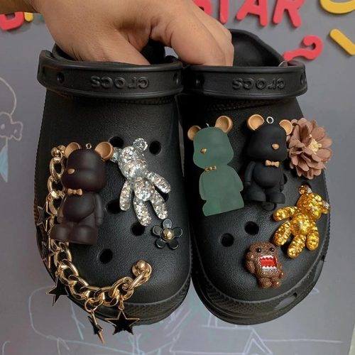 Vintage Bears Croc Charms Designer DIY Bling Metal Doll Shoes Buckle Decaration for Croc JIBS Clogs Kids Women Girls Gifts