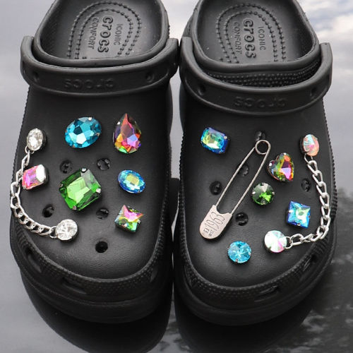 Blue Peacock Rhinestone Croc Charms Designer DIY Gem Pin Shoe Decoration Clogs Kids Women Girls Gifts Charm for Croc Jibb