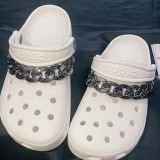 Bundle Golden Chain Croc Charms Designer DIY Trend Rhinestone Bear Shoe Charms Jibb for Croc Clogs Buckle Kids Women Girls Gifts