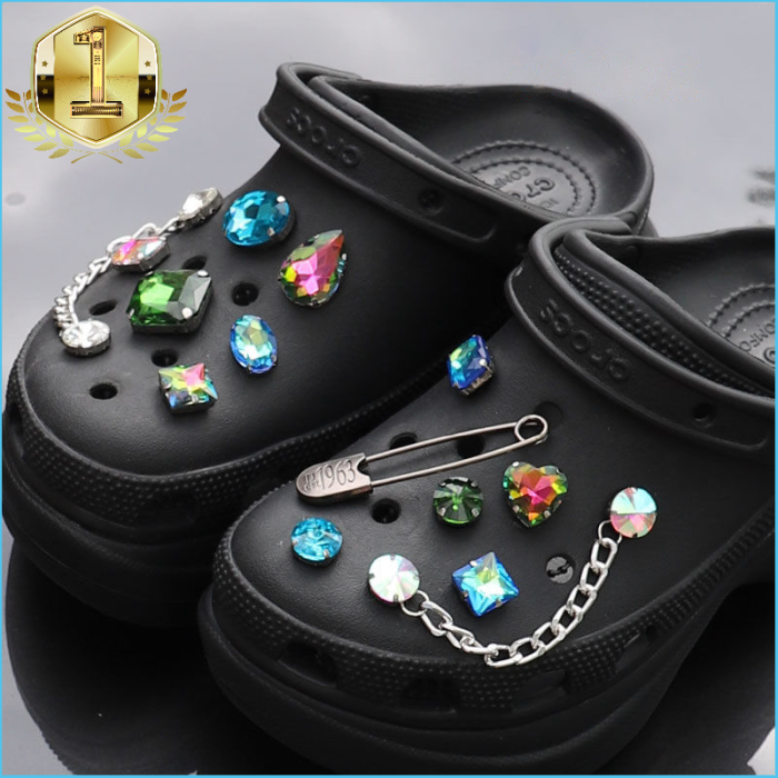 Trendy Rhinestone Croc Charms Designer DIY Quality Chains Shoes Decaration  Accessories Jibb for Croc Clogs Kid Girls Women Gifts