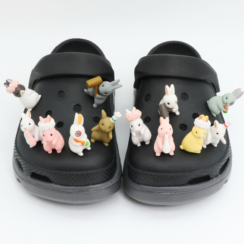 12 Cute Girly Rabbit Croc Charms Designer DIY Colorful Shoes Decaration for Croc JIBS Clogs Hello Kids Women Girls Gifts