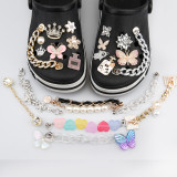 Bling Metal Croc Shoe Charms Women Butterfly Queen Crown Shoe Decorations Girl Flower Rhinestone Chains Wristband Accessories
