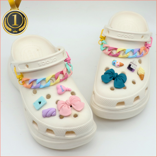 1pcs Pink Bow Croc Charms Designer DIY Colorful Chains Shoes Decaration Charm for Croc JIBS Clogs Kids Women Girls Gifts
