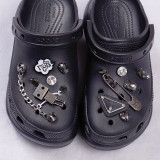 Cool Gun Black Chain CROC Charms Designer DIY Rhinestones Shoes Decaration Charm for Croc JIBB Clogs Kids Women Girls Gifts