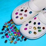 10Pcs Square Crystal Croc Charms Accessories Woman Original Luxury Shoes Clogs Pendant Designer Ornament Croc Fit Pins Wholesale