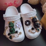 Luxury Rhinestones Croc Charms Designer DIY Pearl Shoes Decaration Accessories Chain for JIBS Clogs Hello Kids Women Girl Gifts