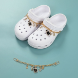 1pcs New Designer Chain CROC Charms Pearl Shoes Decaration Accessories Jibb for Croc Clogs Pendant Buckle Kids Girls Women Gifts