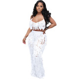 perspective knitted hand hook fringed beach suit Bodysuits