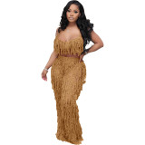 perspective knitted hand hook fringed beach suit Bodysuits