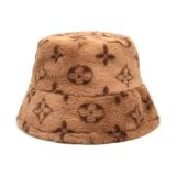 Winter hat new rabbit velvet fisherman hat copper coin pattern printing big brim hat warm furry hats
