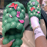 New Designer Luxury Women Platform Bubble Slides Shoes Bag Set Female Hollow Massage Slippers Men Hole Beach Sandals Shoes