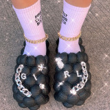 New Designer Luxury Women Platform Bubble Slides Shoes Bag Set Female Hollow Massage Slippers Men Hole Beach Sandals Shoes