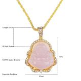 Pink White Buddha Necklace for Women Exquisite Chinese Style Maitreya Buddah Necklace Pendant Female Gifts