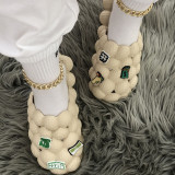New Designer Luxury Women Platform Bubble Slides Shoes Bag Set Female Hollow Massage Slippers Men Hole Beach Sandals Shoes
