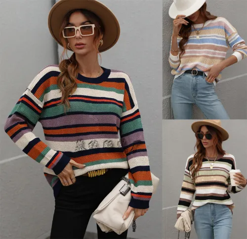 autumn and winter new fashion large size women's knitted sweater sweaters