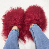 Mongolian fur slides slippers