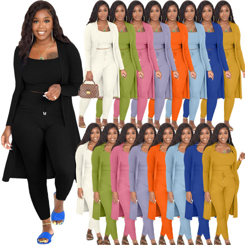 fashion women's solid color 3-piece set bodysuits