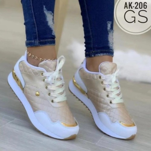 hick bottom houndstooth casual shoes women's foreign trade large size stitching lace-up sneakers