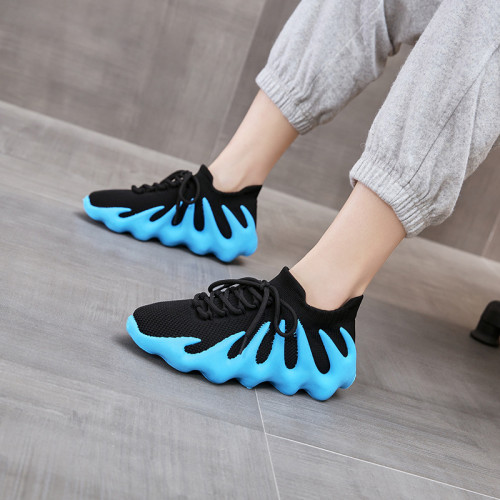 round head elastic knitted elastic coconut shoes men and women couples foreign trade large size octopus sneakers