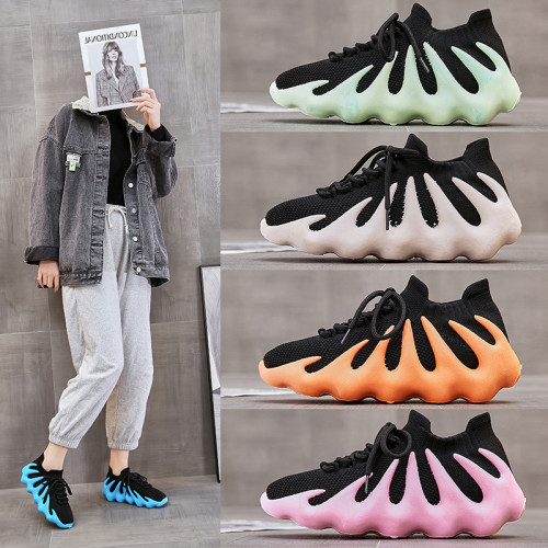 round head elastic knitted elastic coconut shoes men and women couples foreign trade large size octopus sneakers