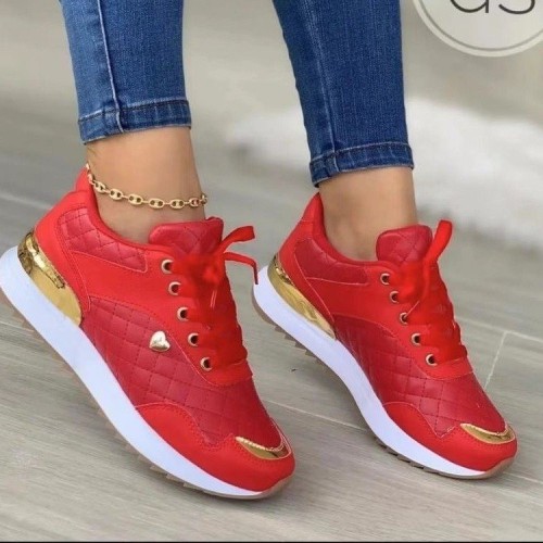 hick bottom houndstooth casual shoes women's foreign trade large size stitching lace-up sneakers