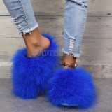 Luxury Women Fur Slides Fluffy Feather Slippers Plush Flip Flops Soft Home Warm Winter Slippers Amazing Furry Shoes Woman