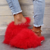 Luxury Women Fur Slides Fluffy Feather Slippers Plush Flip Flops Soft Home Warm Winter Slippers Amazing Furry Shoes Woman