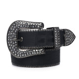 Punk Western Bling Bling Rhinestones Belt Y2K Rock Studded Belt for Women Men Fashion Cowgirl Cowboy with Diamond Ceinture Femme