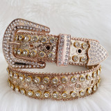 Punk Western Bling Bling Rhinestones Belt Y2K Rock Studded Belt for Women Men Fashion Cowgirl Cowboy with Diamond Ceinture Femme