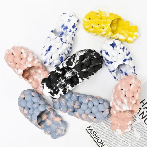 Summer Bubble Slippers Tie Dye Women Men EVA Slides With Charms Platform Foam Sandals Flats Fashion Message Designer Shoes