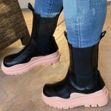 winter new thick-soled warm elastic boots women's leather boots Martin boots