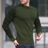 high-quality  autumn and winter new waffle print men's pullover bottoming color-blocking sweater sport