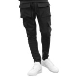 new spring and autumn men's casual trousers loose mid-waist solid color leggings popular multi-pocket