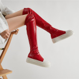 new simple elastic boots women's large size candy color over-the-knee boots