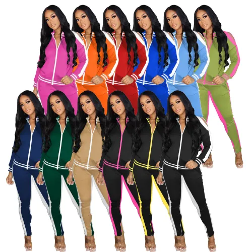 autumn and winter popular sexy strapless zipper sports suit women