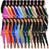 autumn and winter popular sexy strapless zipper sports suit women