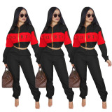 women's clothing letter printing two-color stitching windbreaker suit two pieces