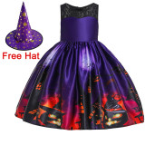 Halloween dress halloween witch cosplay cosplay dress cartoon kids print dress