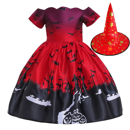 Halloween dress halloween witch cosplay cosplay dress cartoon kids print dress