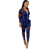 sexy women's long-sleeved trousers feature stitching solid color women's casual sports suit tracksuits