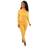 women's clothing new casual simple pit strip turtleneck two-piece set bodysuits