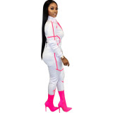 sexy women's long-sleeved trousers feature stitching solid color women's casual sports suit tracksuits