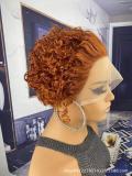 pixie curly human hair wig13*1 pixie curly short front lace headgear factory straight hair