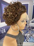 pixie curly human hair wig13*1 pixie curly short front lace headgear factory straight hair